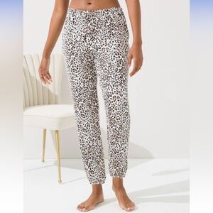 Soma- Medium- Leopard Print Jogger Pants in White and Brown Pajama